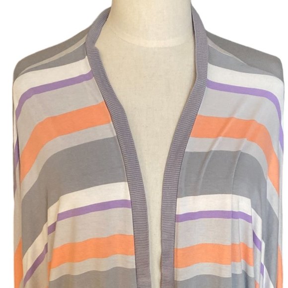 Torrid Super Soft Knit Pastel Multi-Striped Longline Open Cardigan Rayon Sz 3X - Picture 3 of 14